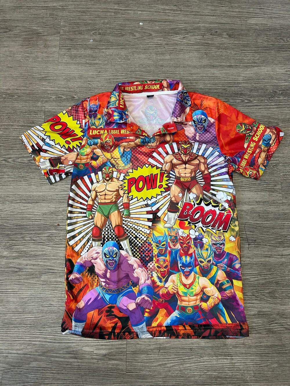 Lucha Libre Wrestling School Shirt Mens Medium Short Sleeve Mexican Mask Graphic